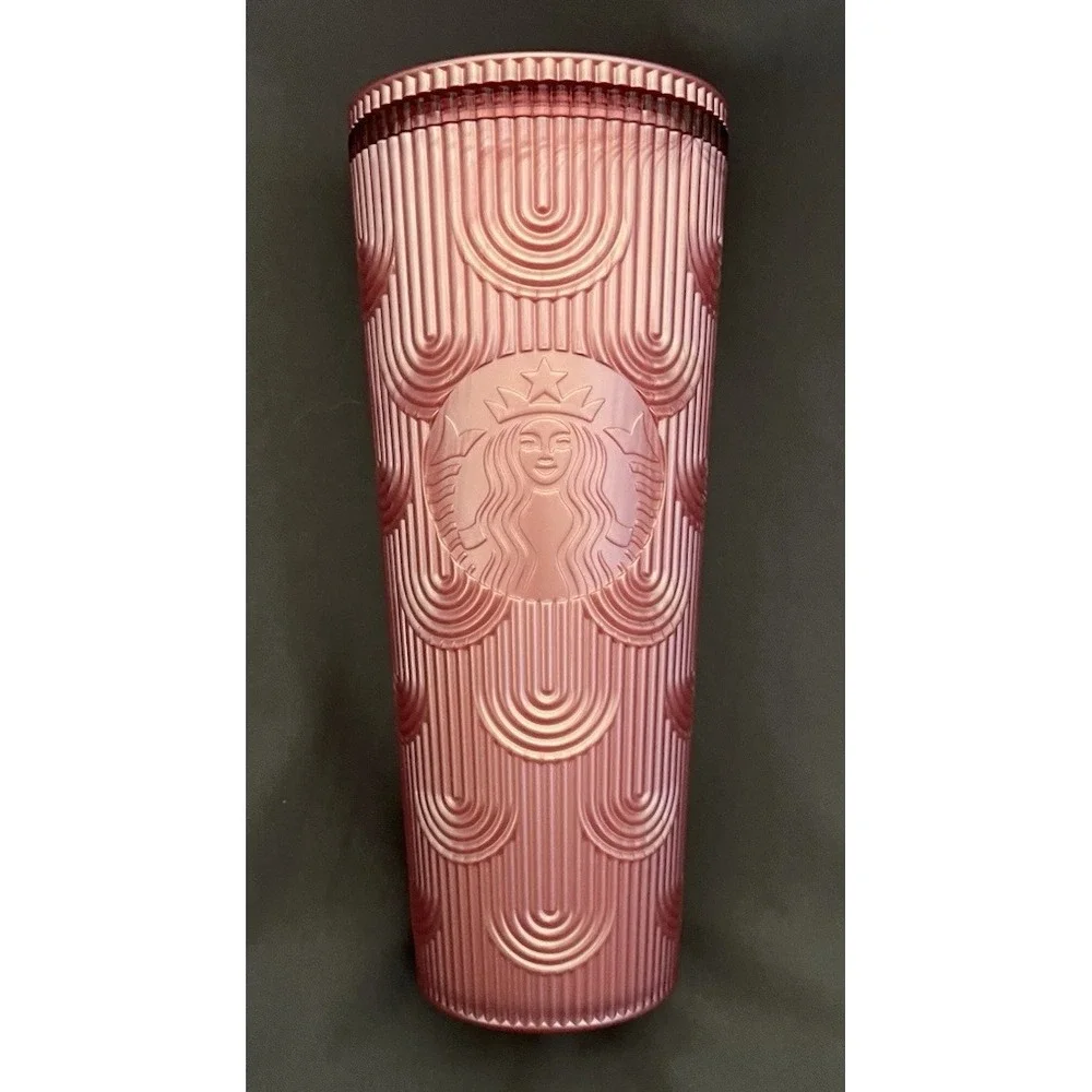 24oz Venti Starbucks 2022‎ Pearl Pink Shimmer Mermaid Cold Cup Tumbler